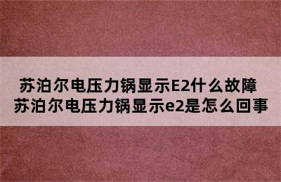 苏泊尔电压力锅显示E2什么故障 苏泊尔电压力锅显示e2是怎么回事